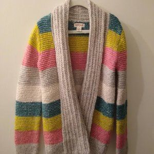 Chunky-knit long rainbow cardigan sweater 6/6X